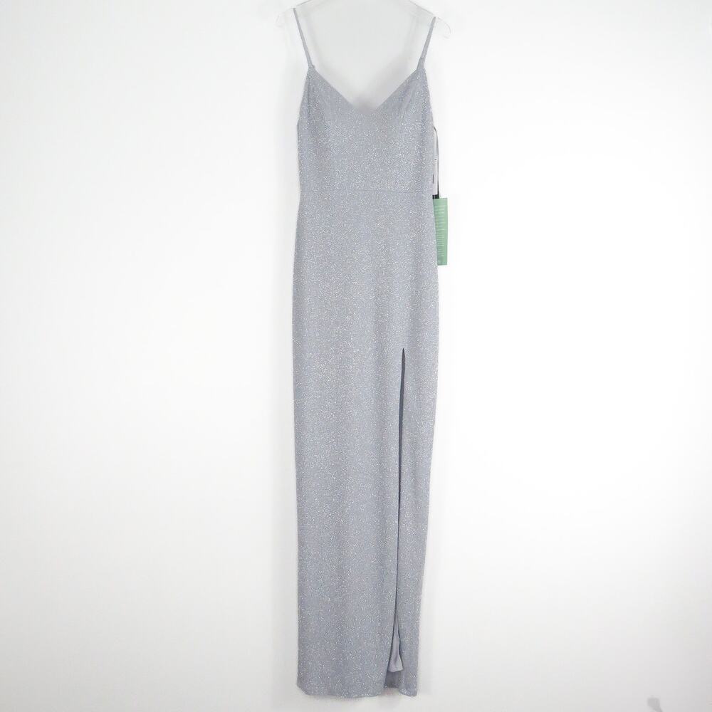 City Triangles Sleeveless Sparkly Silver Body Con Dress